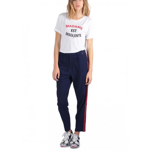 Pantalon femme bande discount latérale